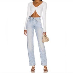 Rag & Bone Alex Liquid Miramar High Rise Straight Jean, Luna, Size 28